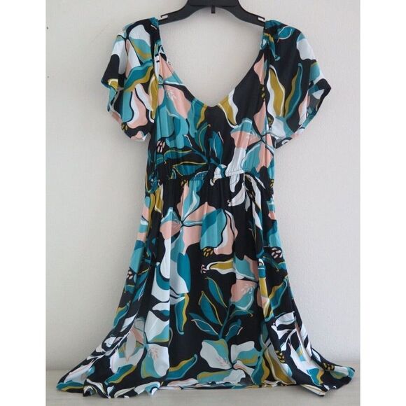 Roxy ARJWD03396 Women's Sz Small Anthracite Paradiso "Shimmy Over" Woven Dress - Picture 2 of 12